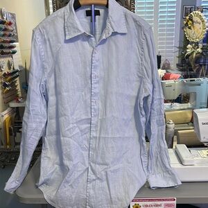Club Room Blue Linen Button Down Shirt with Relaxed Fit